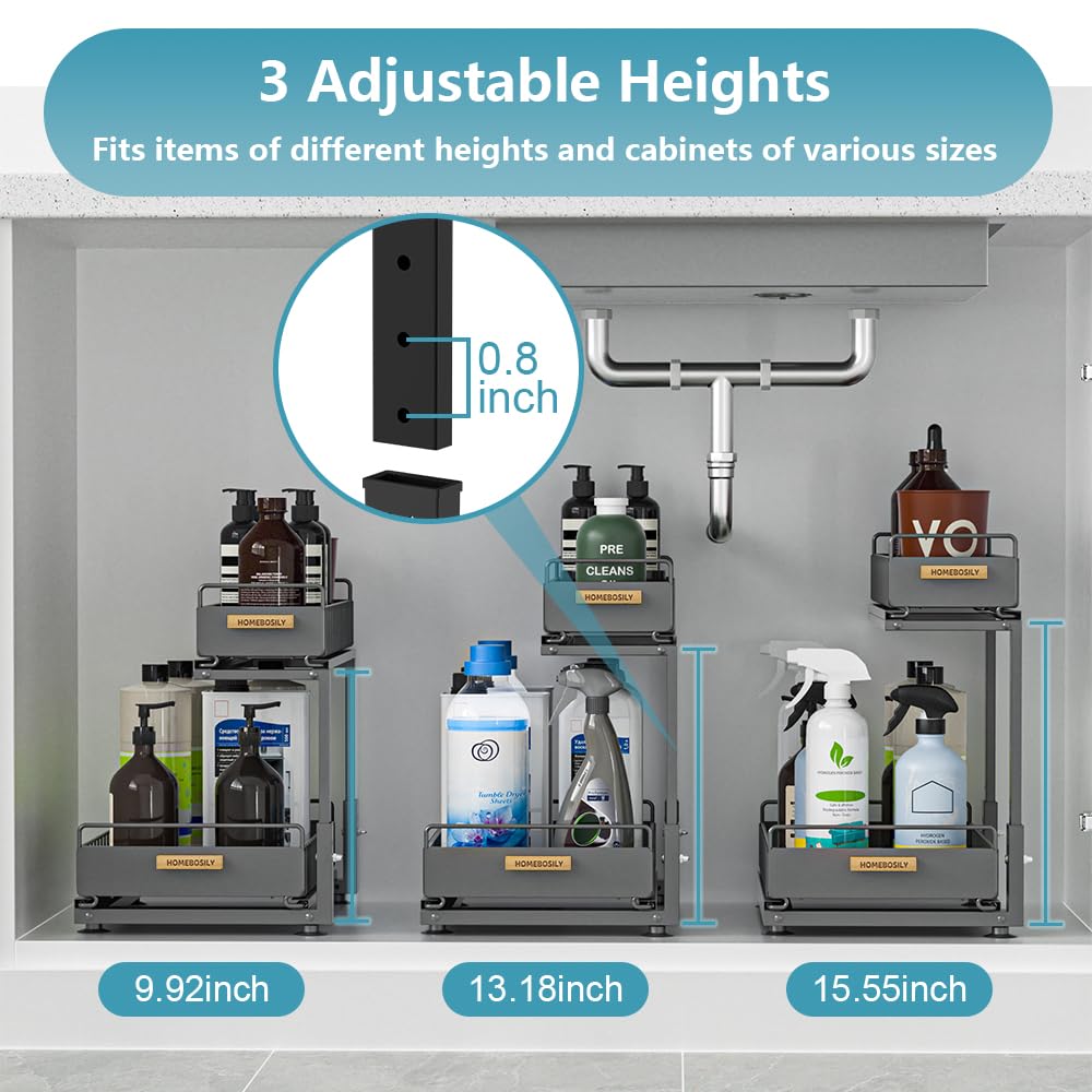 HOMEBOSILY dimensions show a compact footprint for tight spaces.