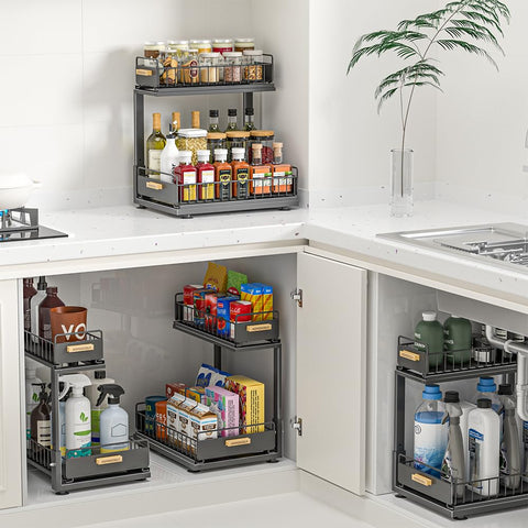 HOMEBOSILY ideal for under-sink, bathroom vanity, kitchen cabinet, or pantry organization.