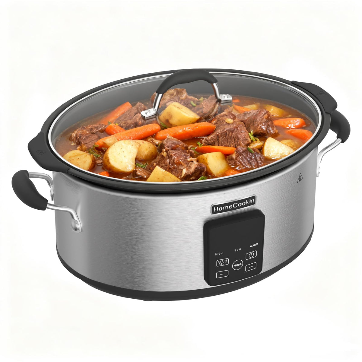 HOMECOOKIN 10-quart slow cooker shows generous capacity for family feasts.