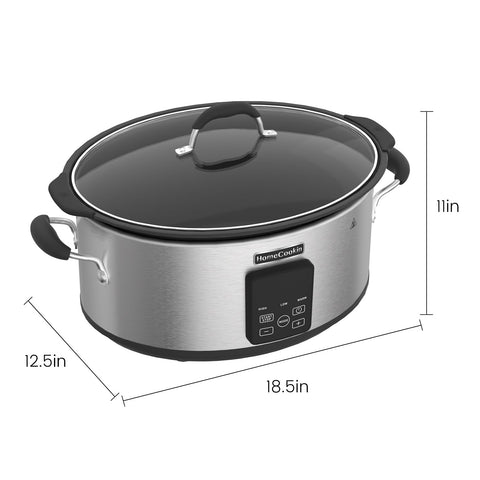HOMECOOKIN cool-touch handles provide safe carrying to the table.