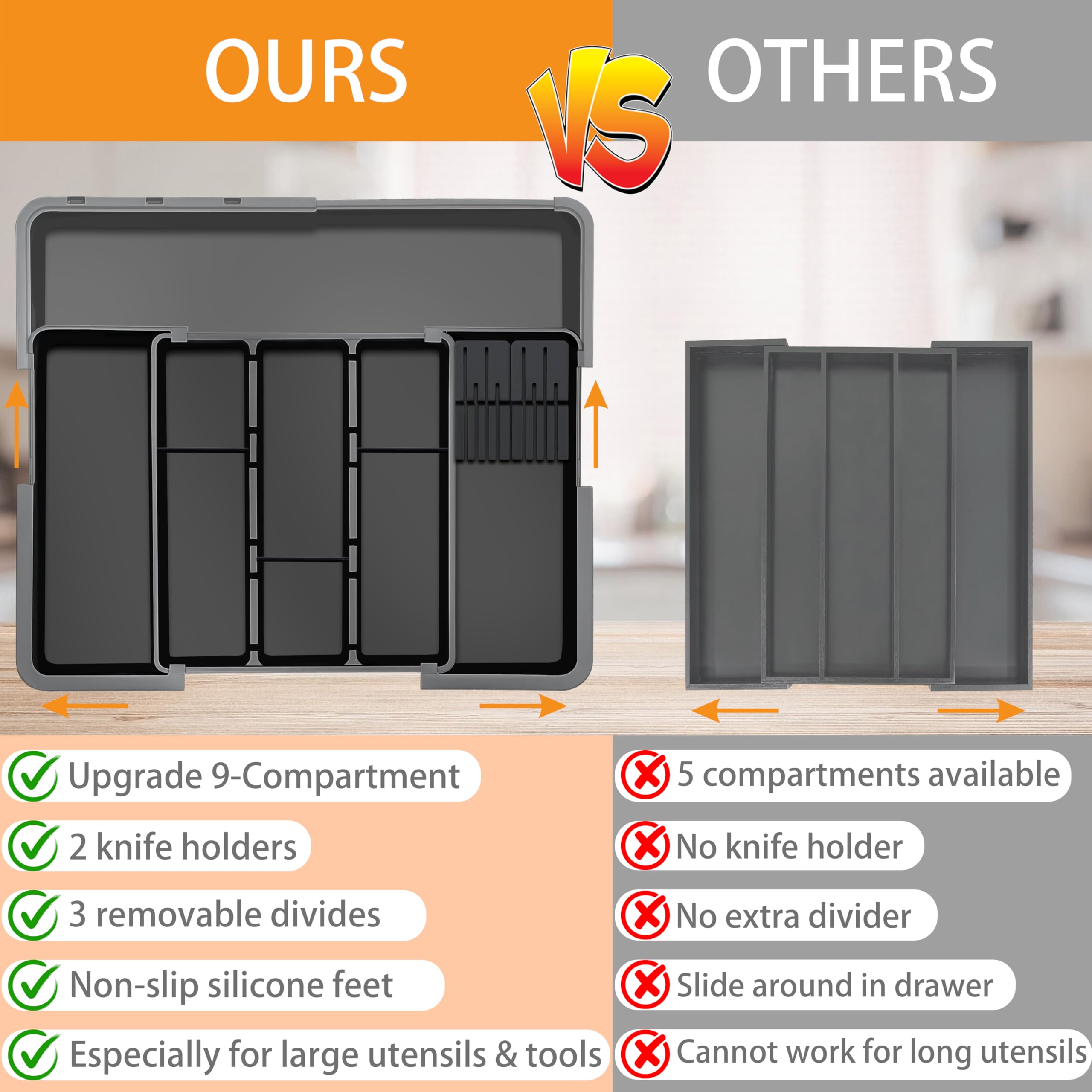 Homecor anti-slip base prevents shifting for secure storage.