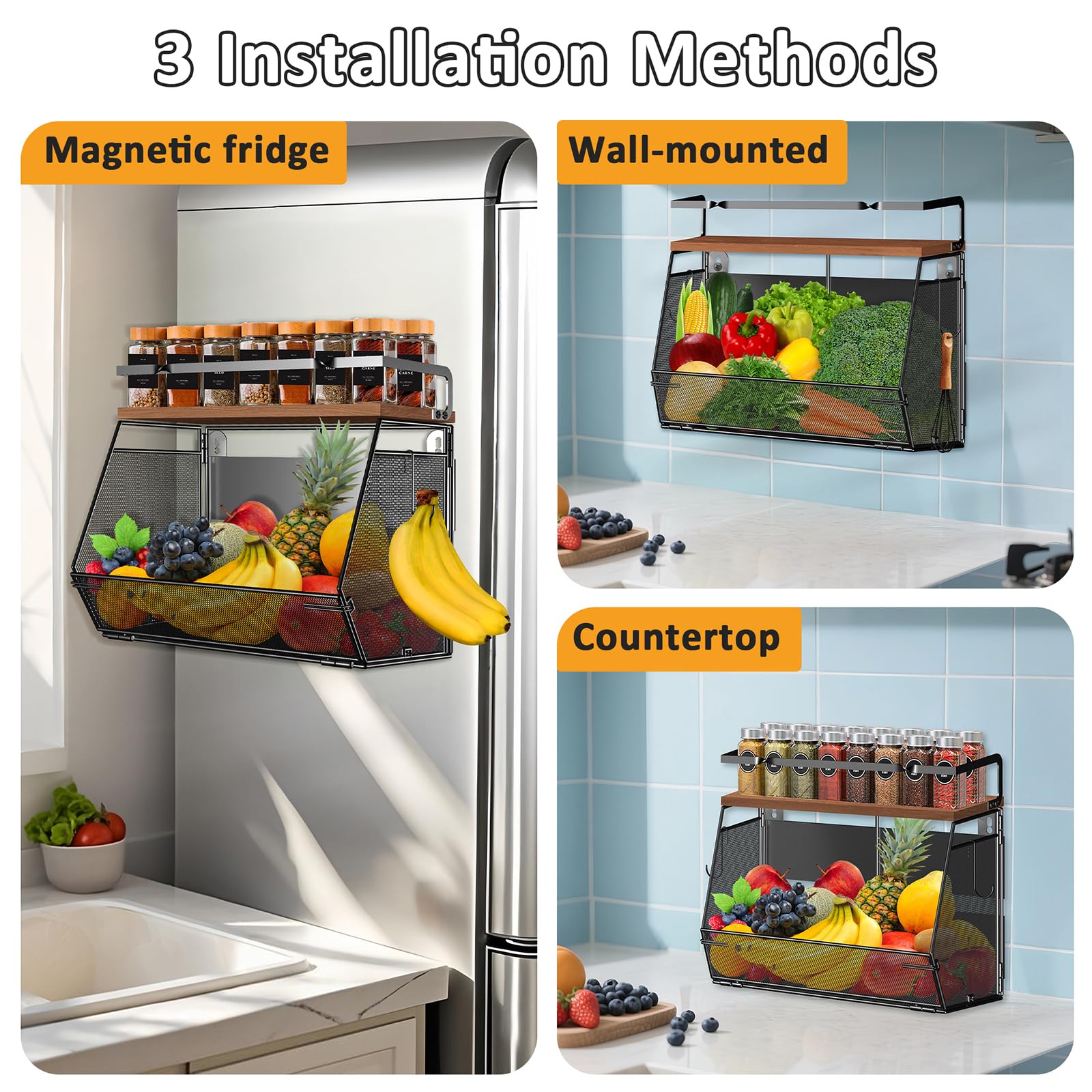 Homecor magnetic shelf-fridge-dense-mesh prevents small items from slipping.