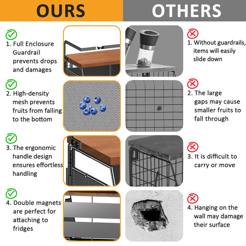 Homecor magnetic shelf-fridge-snack-organizer stores snacks, freeing counter clutter.