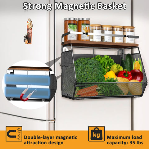 Homecor magnetic shelf-fridge-spice-rack keeps spices neatly arranged for quick cooking.
