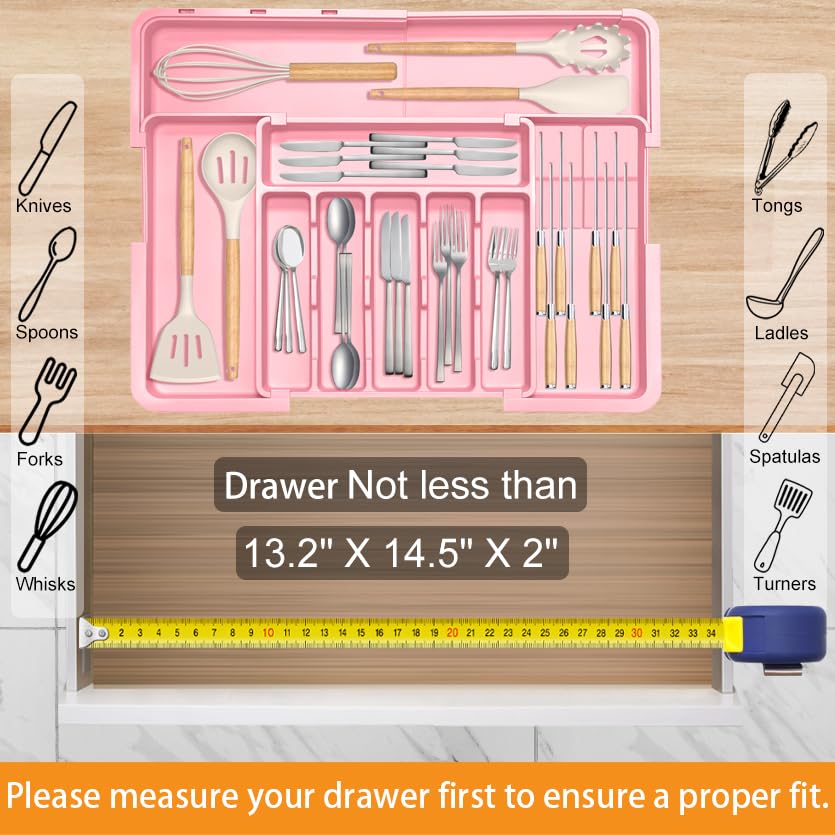 Homecor silverware organizer drawer dividers in pink for easy separation