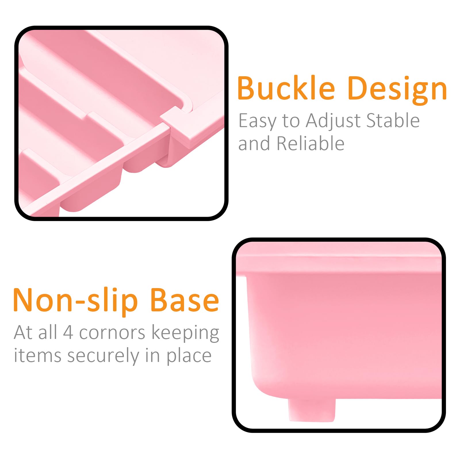 Homecor silverware organizer easy clean BPA-free plastic in pink