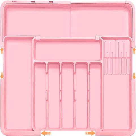 Homecor expandable silverware organizer left panel in pink keeps drawers neat and accessible