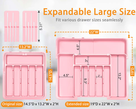 Homecor expandable silverware organizer right panel in pink offers versatile storage