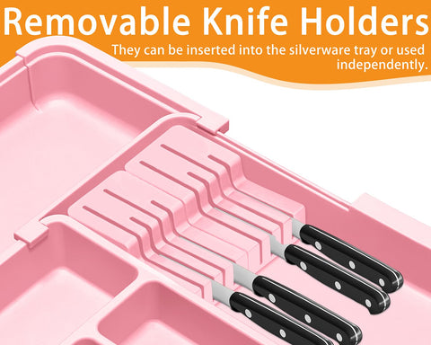 Homecor expandable silverware organizer full assembly shows nine compartments for utensils