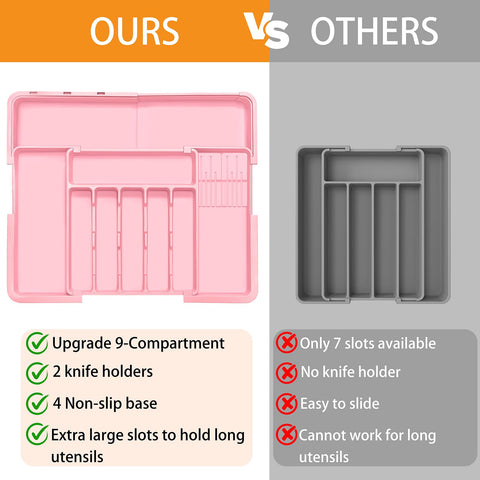 Homecor silverware organizer knife inserts provide organized blade storage in pink