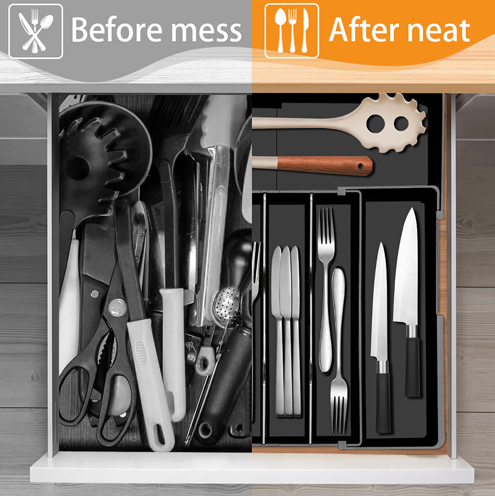 Homecor silverware organizer easy to clean with a quick rinse.