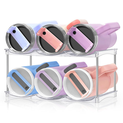 Homecor Stanley 40 oz bottle organizer front view showing organized cabinet storage efficiency