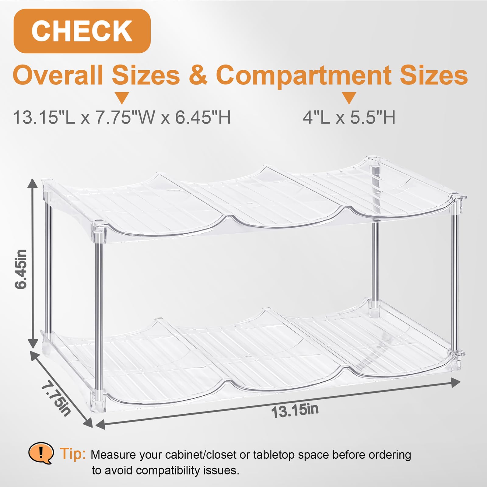 Homecor stackable bottle rack side view highlights compact vertical storage for countertops