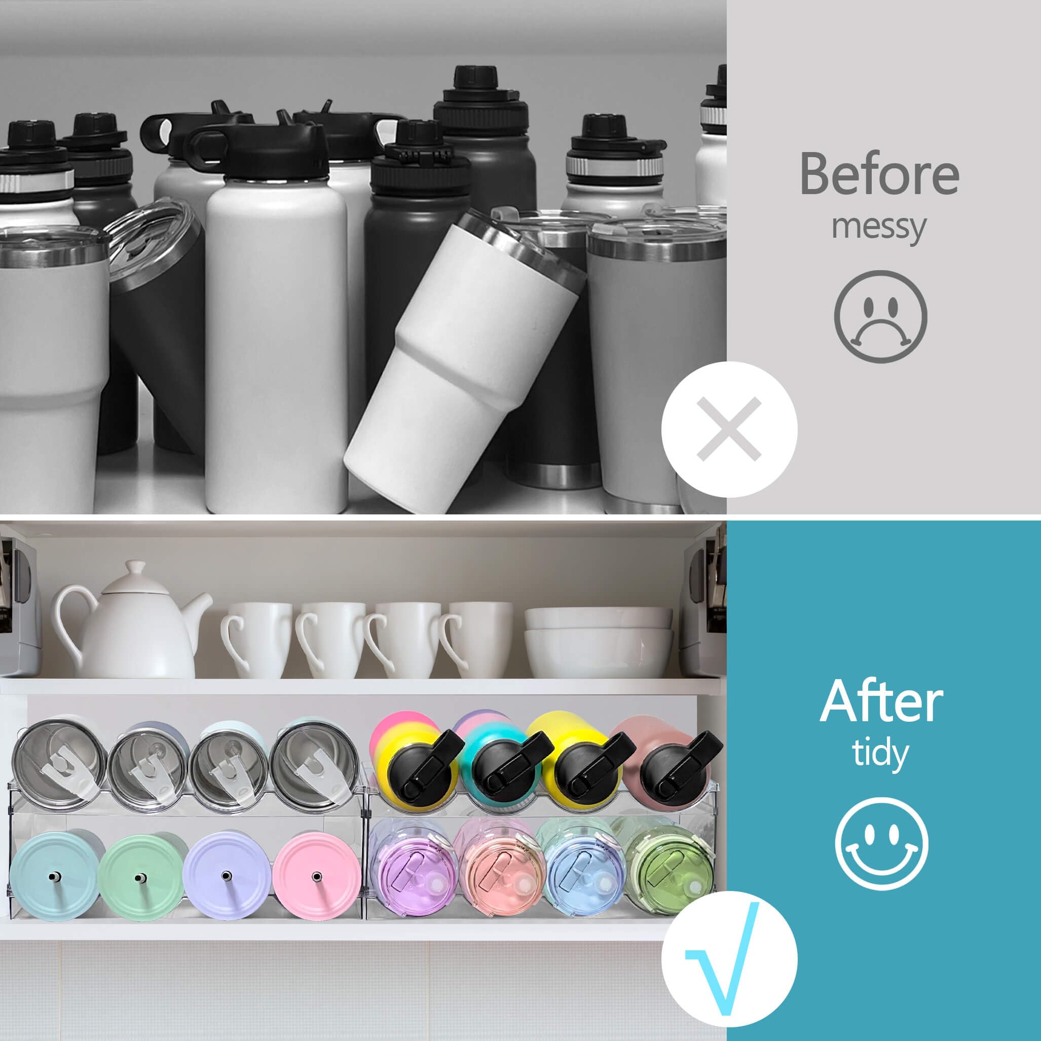 Homecor 4-pack dimensions optimize space for up to 16 bottles.