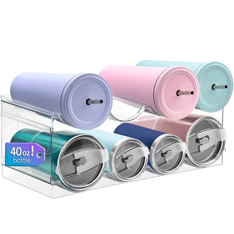 Homecor water bottle organizer with large compartment fits oversized bottles neatly.