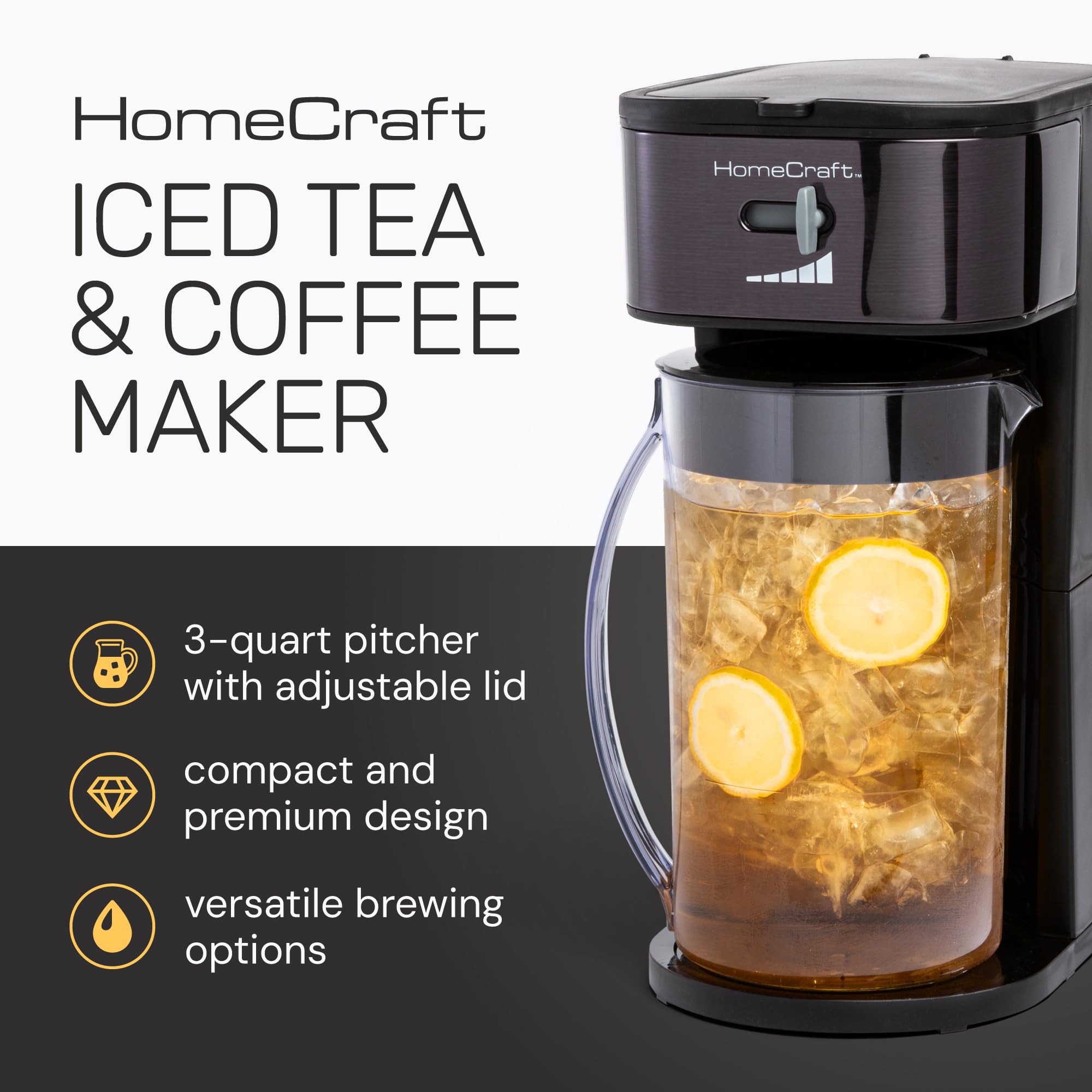 Homecraft 3-Quart iced coffee pitcher ready for serving or chilling in the fridge