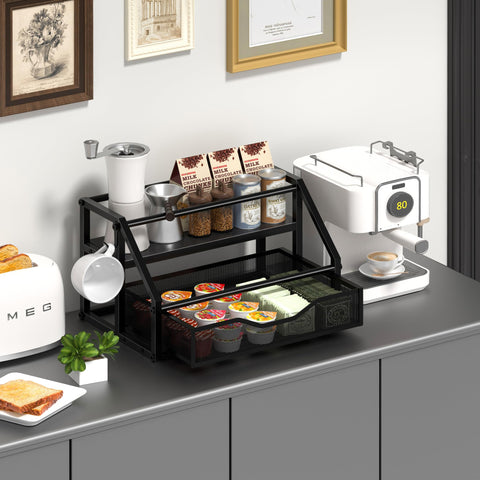 Homedawn syrup rack side view showing sturdy construction and compact footprint