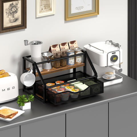 Homedawn two-tier rack displays eight bottles for organized beverage prep.