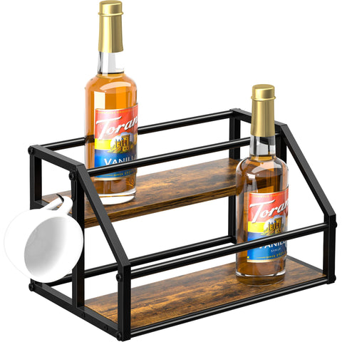 Homedawn coffee syrup rack organizer front view shows eight bottles for quick access.