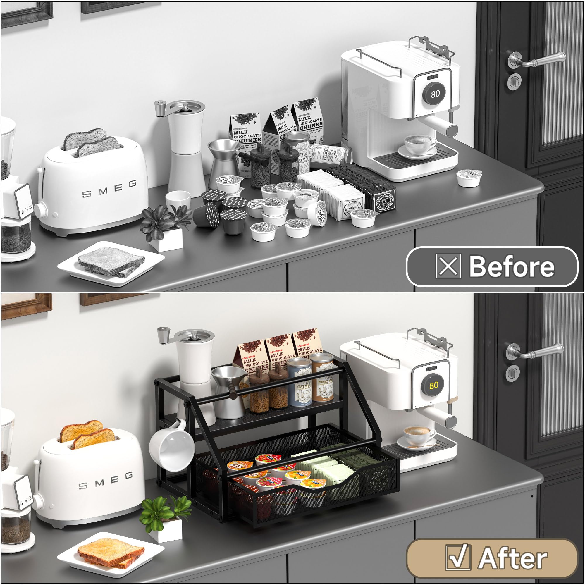 Homedawn syrup rack on kitchen countertop ready for use