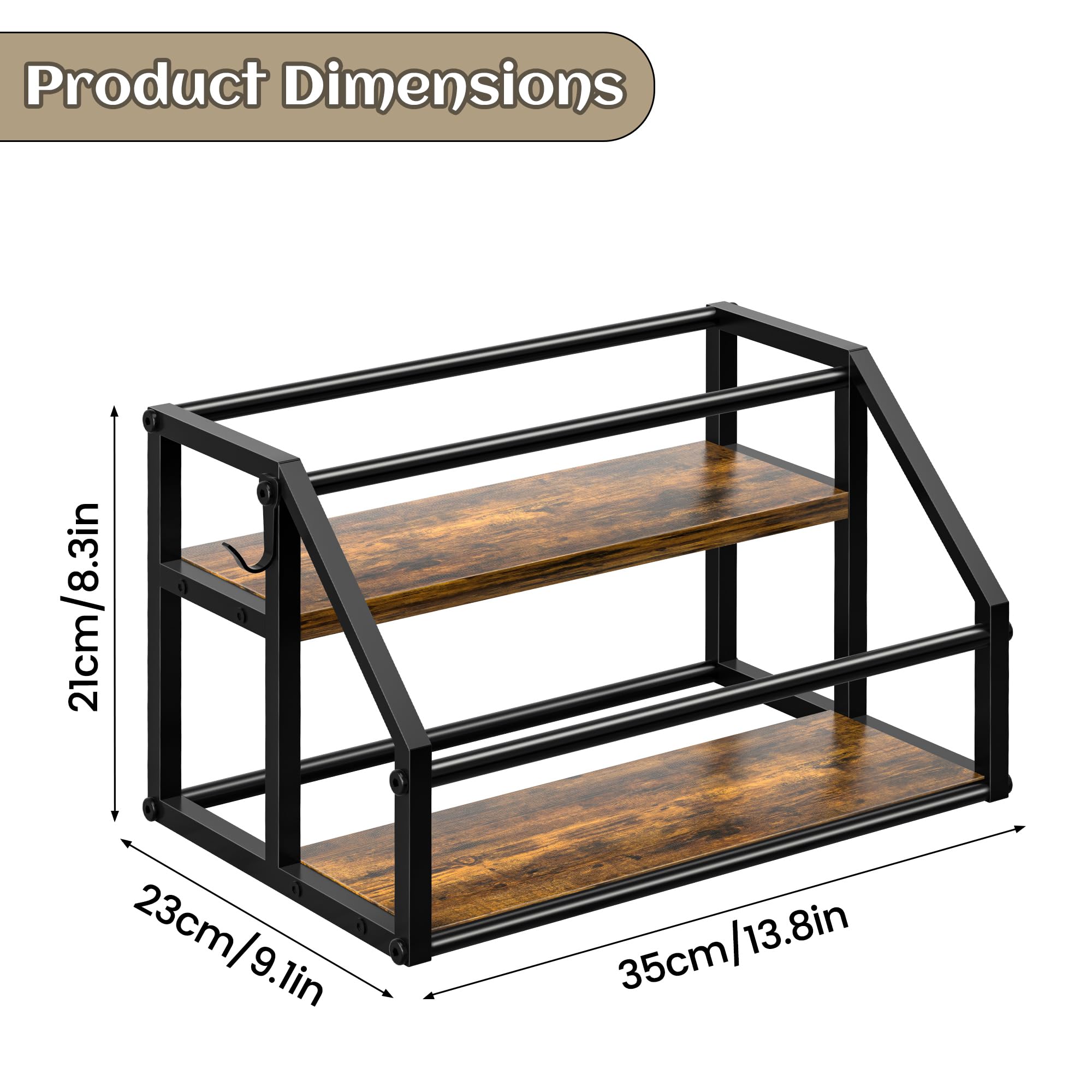 Homedawn rack accommodates syrup, wine, olive oil, and vinegar bottles neatly.