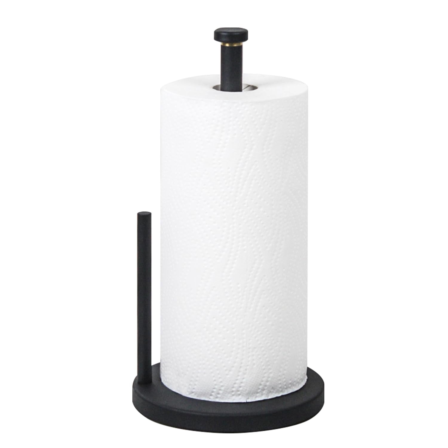 HOMEFELIZ black paper towel holder with weighted base for stability.
