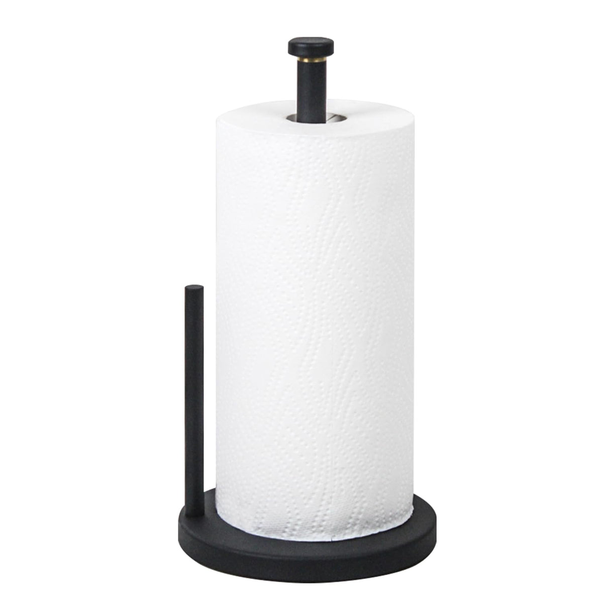 HOMEFELIZ black paper towel holder with weighted base for stability.