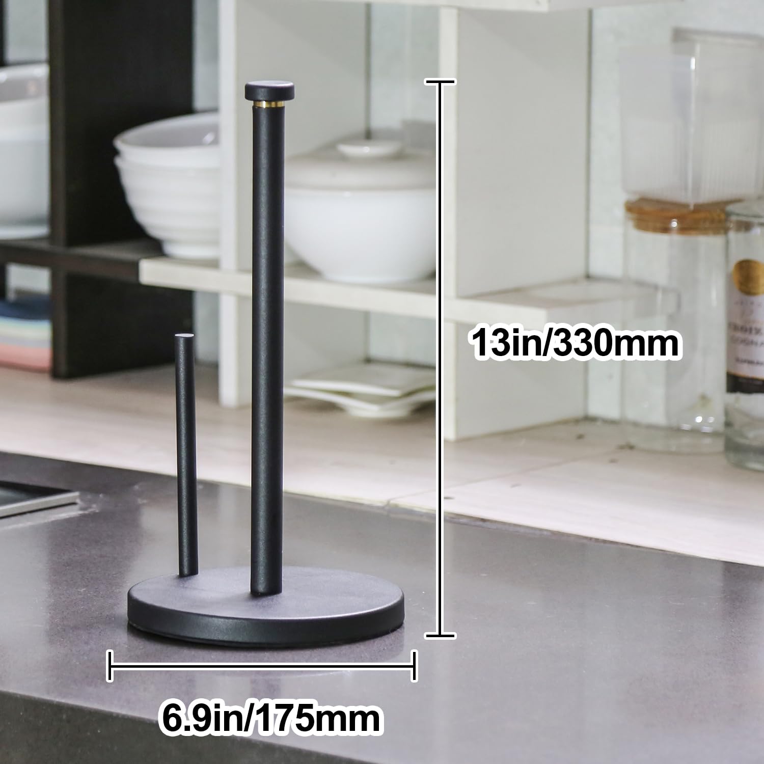 HOMEFELIZ black stainless steel holder base detail with sandblasted finish.