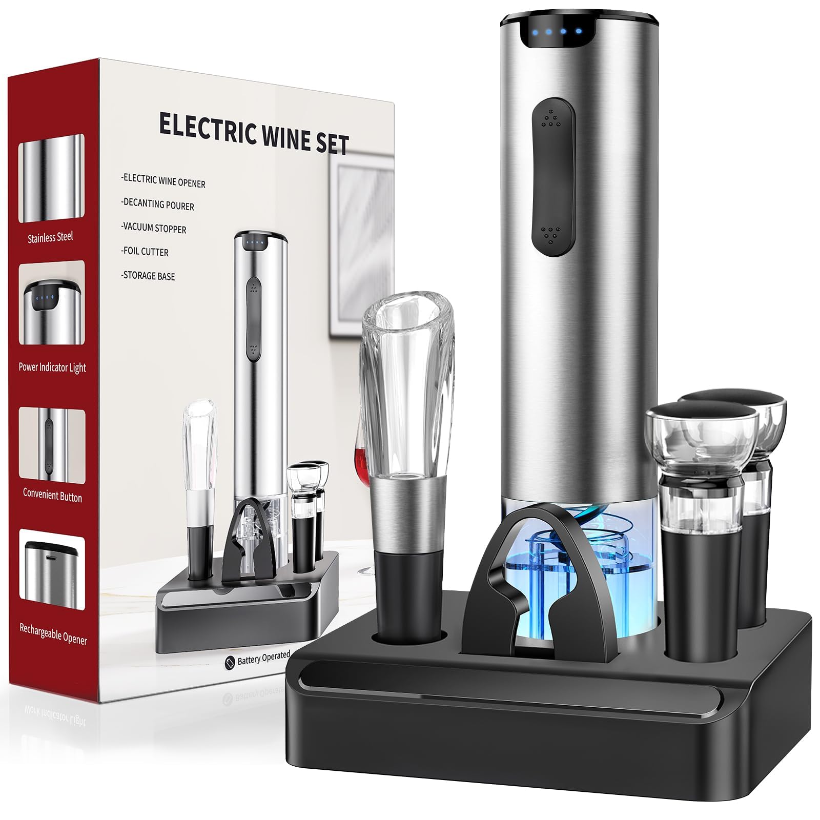 HomeHacks electric wine opener with foil cutter for quick cork removal