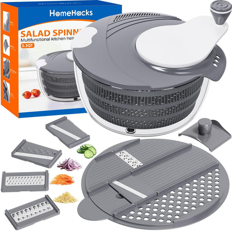 HomeHacks Salad Spinner large overview showing generous capacity for family-sized greens wash and dry