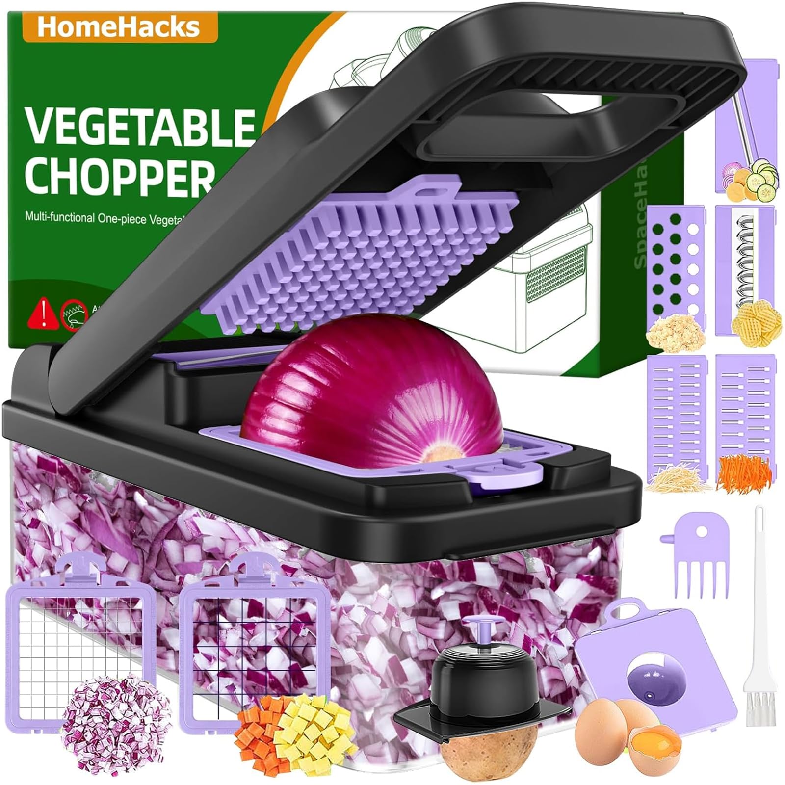 HomeHacks 12-in-1 vegetable chopper dicer for fast, uniform prep.