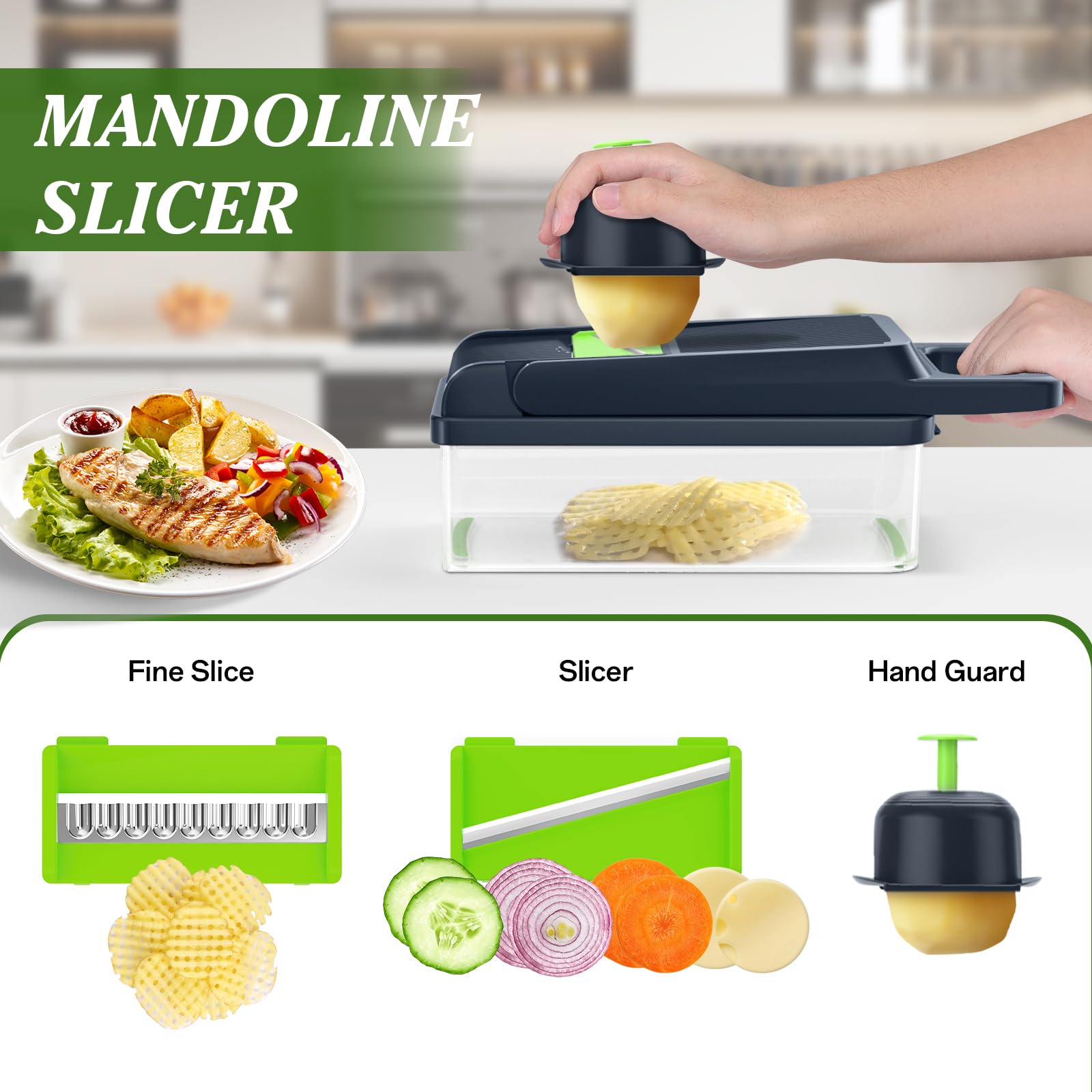 HomeHacks vegetable chopper hand guard protects fingers.