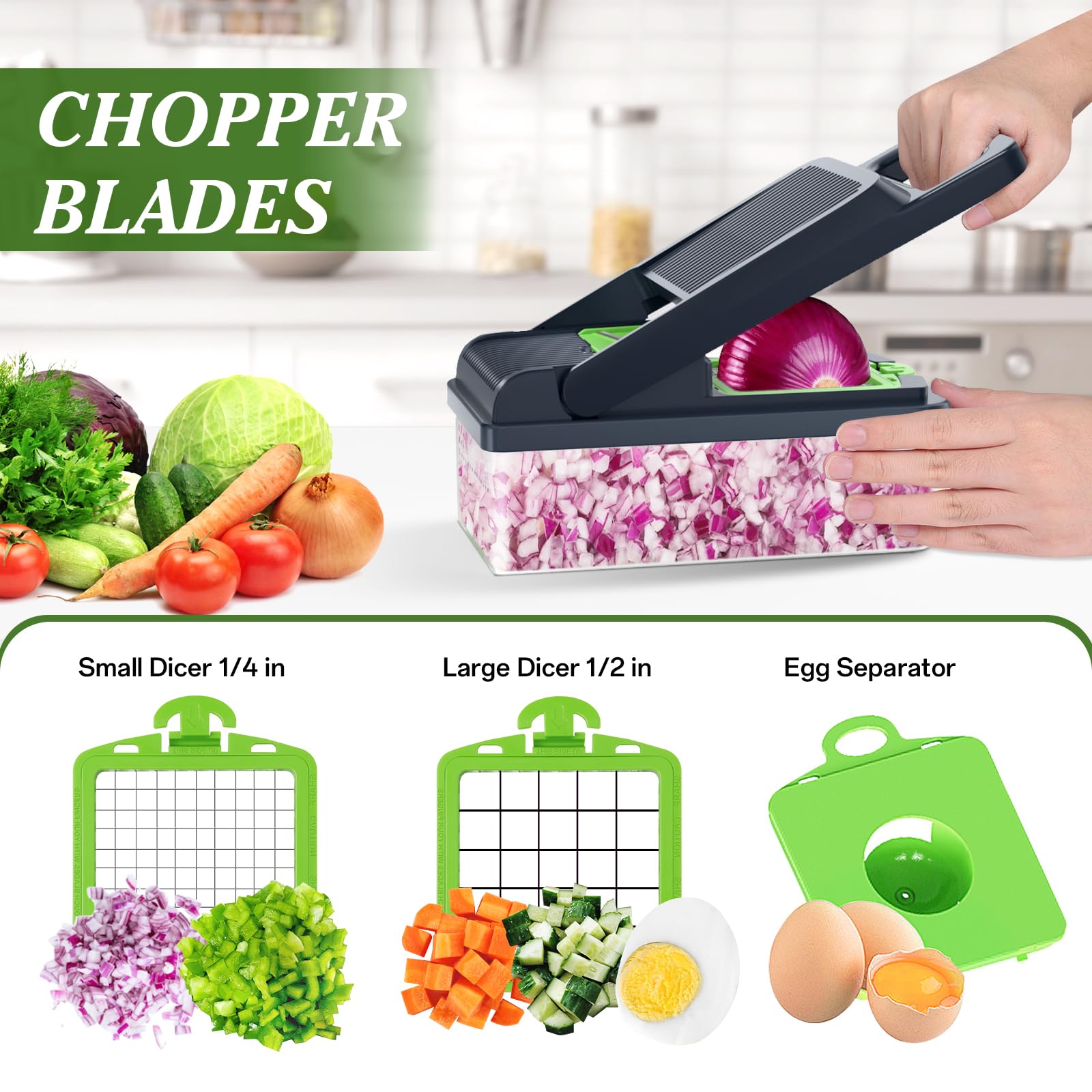 HomeHacks vegetable chopper lid with handle for steady pressure.