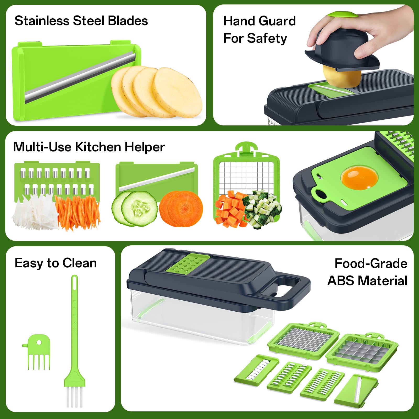 HomeHacks vegetable chopper stainless steel blades for durable cuts.