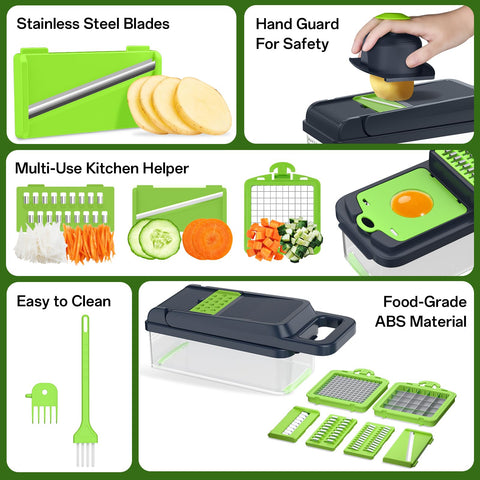 HomeHacks vegetable chopper stainless steel blades for durable cuts.
