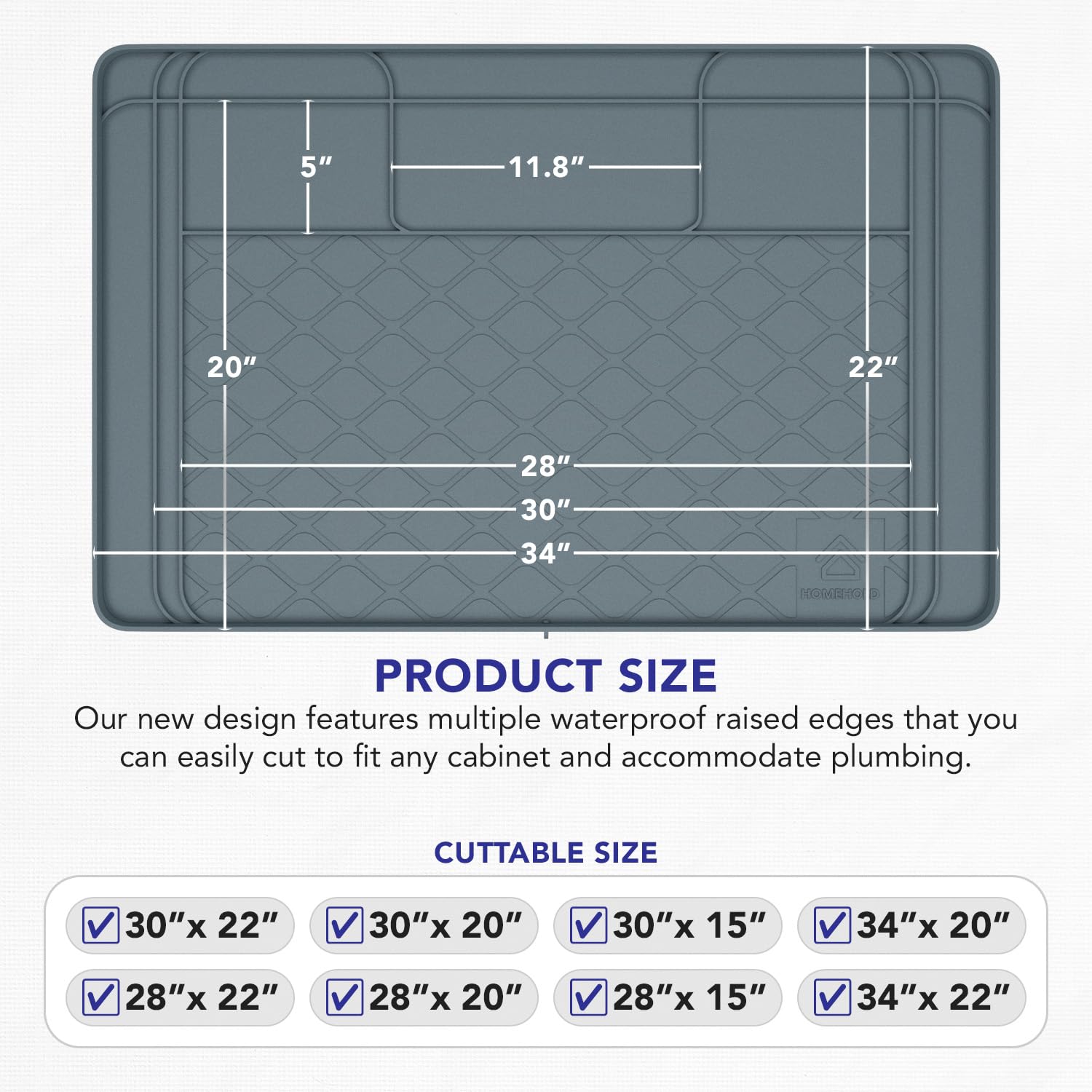 HOMEHOLD non-slip backing keeps mat securely in place.