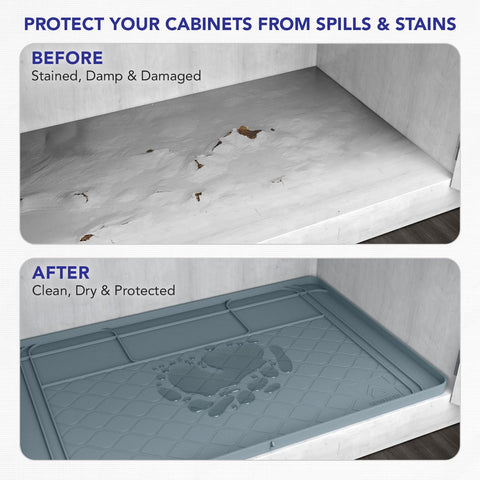 HOMEHOLD waterproof tray protects cabinet from leaks and moisture.