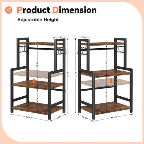 Homeiju dimension chart shows footprint and shelf sizes for planning.