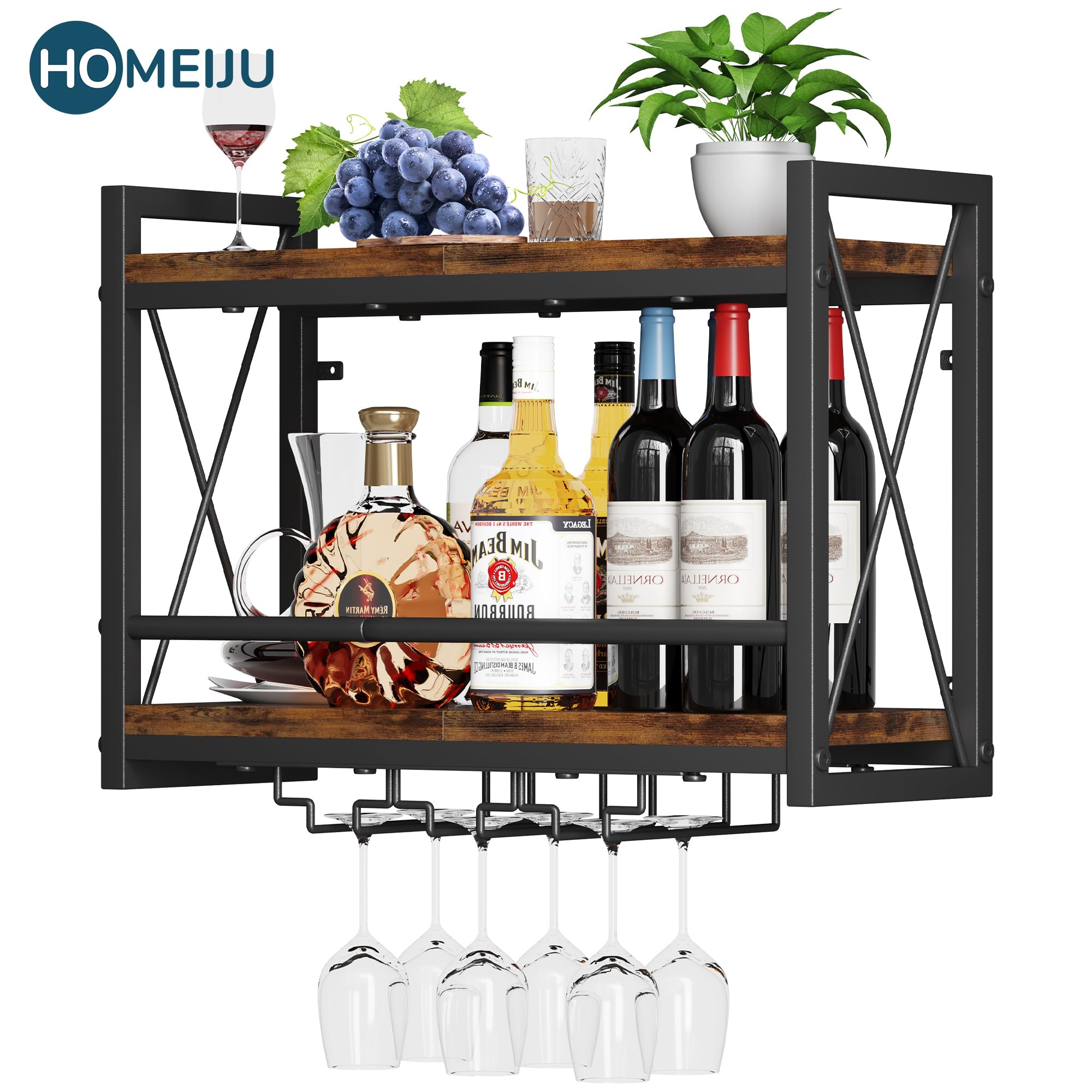 Homeiju display rack with flowers and candles pairs decor with wine