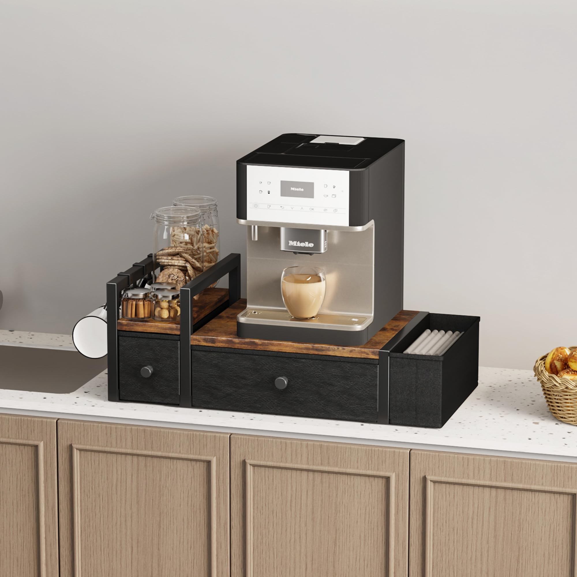 Homeiju drawer dividers sort tea and coffee for quick selection.