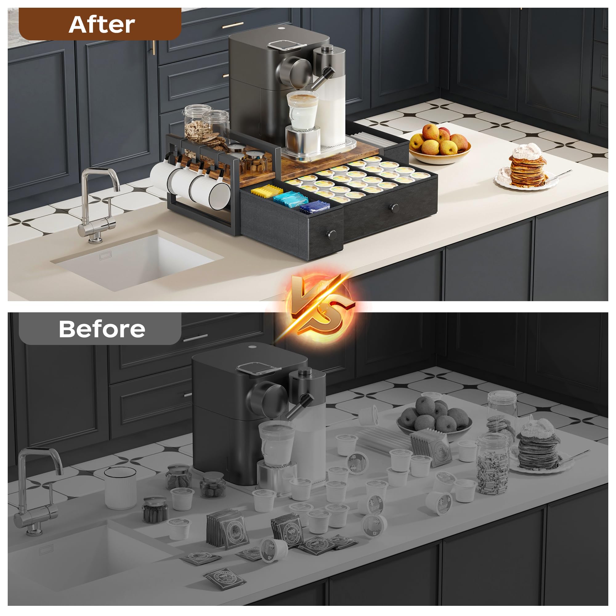 Homeiju gift-ready coffee organizer ideal for kitchens and cafés.