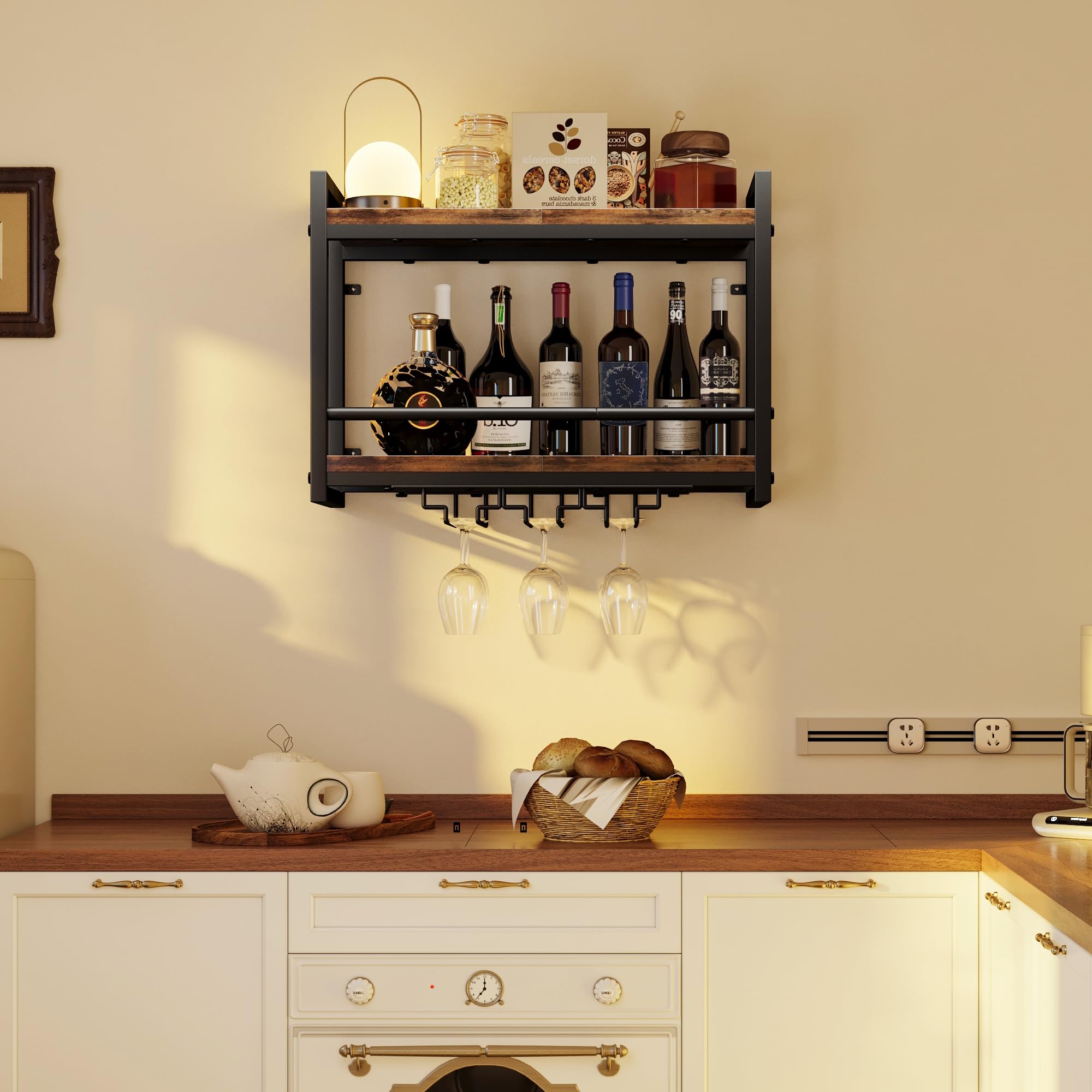 Homeiju wall wine shelf fits kitchens, hotels, and restaurants