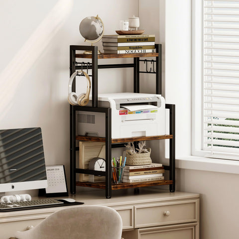 Homeiju sturdy metal frame with MDF shelves supports heavy kitchen items.