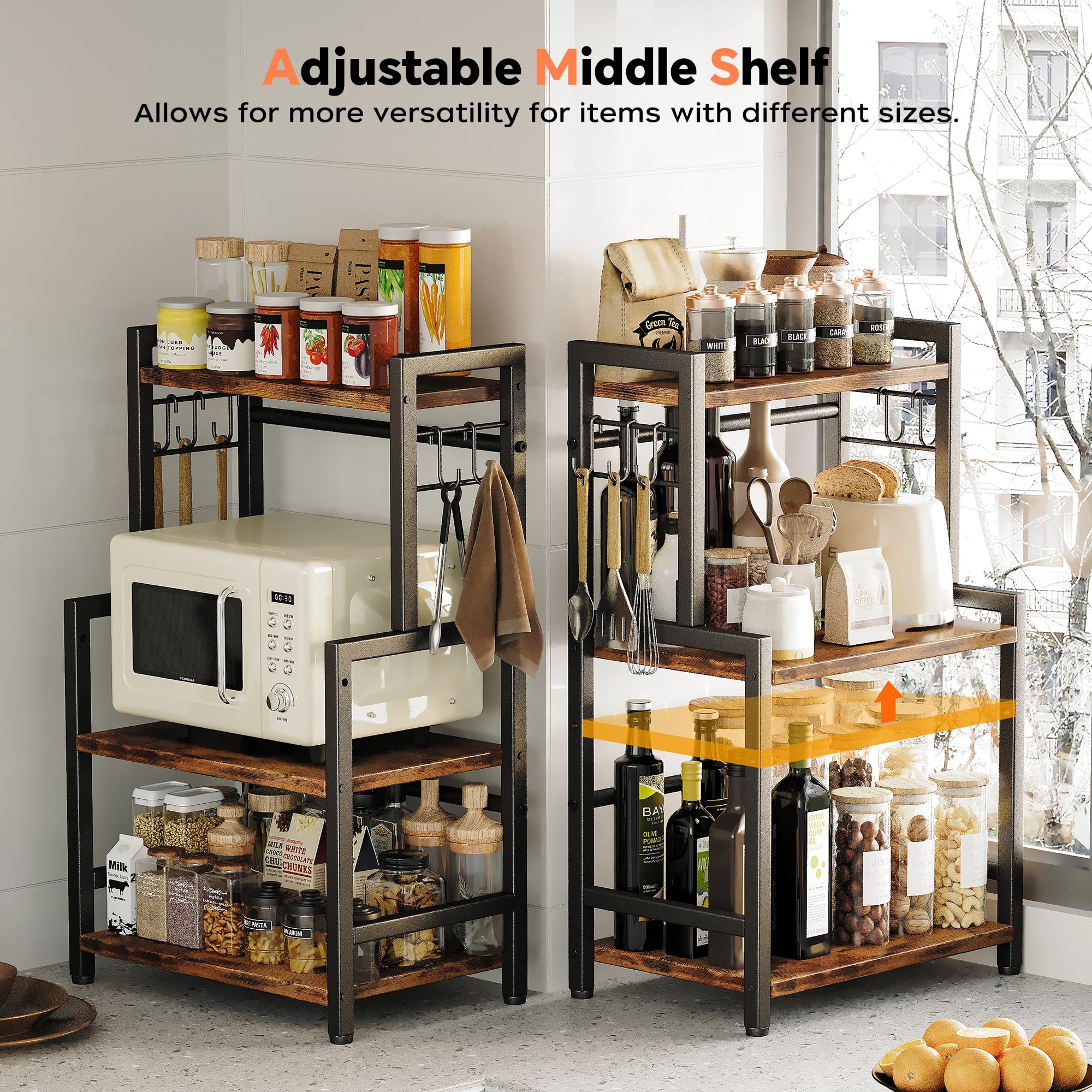 Homeiju three-tier countertop organizer side angle highlighting higher capacity.