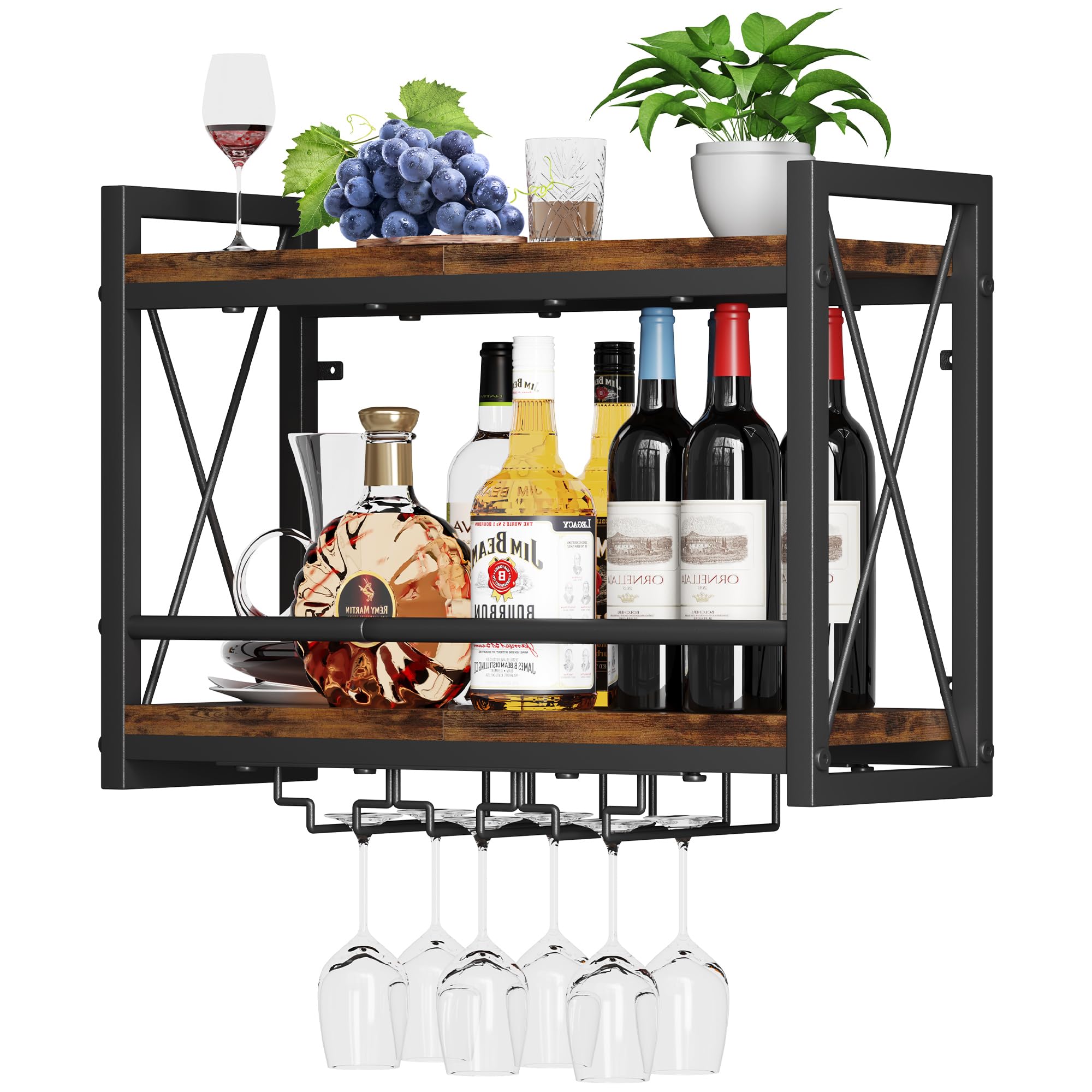 Homeiju wall-mounted wine rack bottle display keeps bottles neatly organized