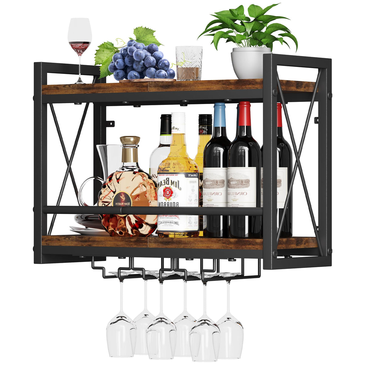 Homeiju wall-mounted wine rack bottle display keeps bottles neatly organized