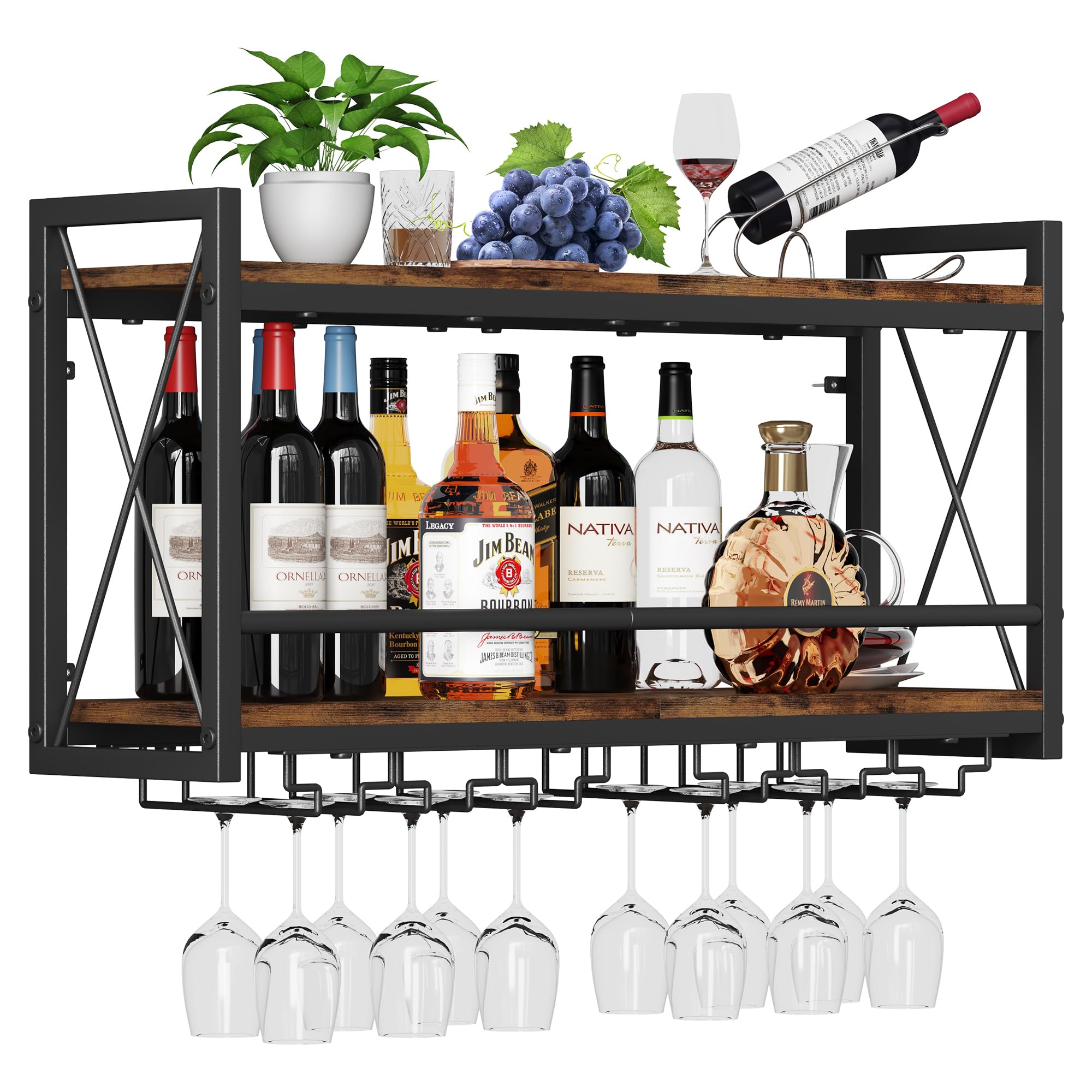 Homeiju glass holder keeps stemware secure and within easy reach.