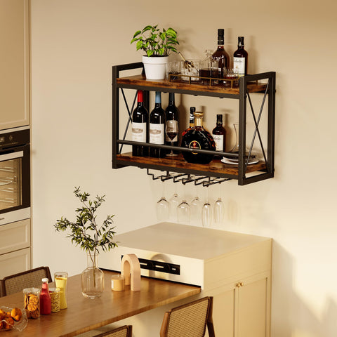 Homeiju hanging wine rack frees countertop space with integrated storage