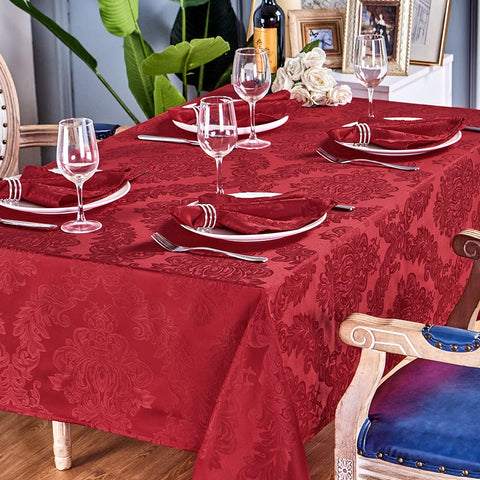 HomeJoy rectangle table cloth washable red 60x144 easy to refresh after meals.