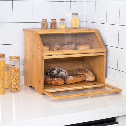 HOMEKOKO double-layer design showing two loaves inside, highlighting large capacity.